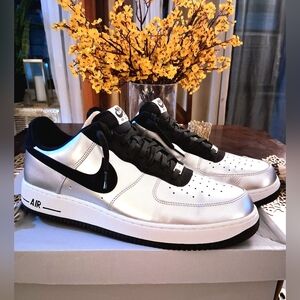 Nike Air Force 1 Low Metallic Silver/Black-White Sz US 14 488298-054